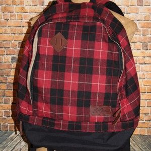 LL Bean wool plaid backpack